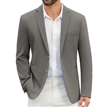 Imagem de COOFANDY Blazer masculino casual, jaqueta esportiva de malha leve com dois botões, Cinza escuro, Medium