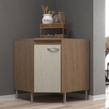 Imagem de Balcão Modulado De Canto Com Tampo Fidelitá Paris 75cm 1 Porta Nogal/Salinas