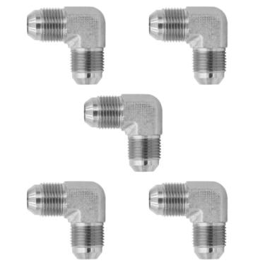 Imagem de 3/20.3 cm JIC macho x 3/20.3 cm JIC macho 90 graus cotovelo / canto encaixe adaptador de tubo hidráulico (pacote com 5) | 2500-06-06
