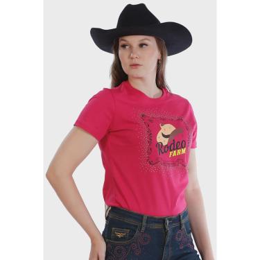Imagem de Camiseta Baby Look Feminina Pink Estampada Tema Western c/ Strass - Rodeo Farm