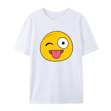 Imagem de Camiseta Emoji com cara engraçada para presentes de bom humor, Branco, P