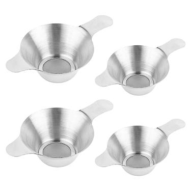 Imagem de AUEAR, Pacote com 4 filtros de chá de aço inoxidável de malha fina para infusor de chá, funil de chá, tamanho diferente, filtro de folha de chá com alças duplas para café, farinha, açúcar