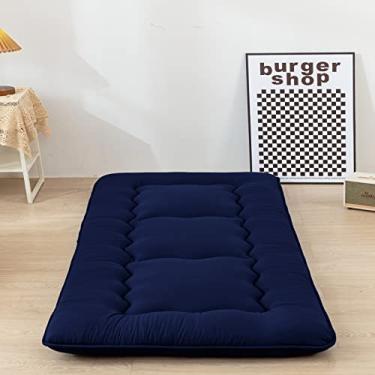 Imagem de MAXYOYO Colchão futon japonês de berço para chão, tapete de tatame de tamanho único, dobrável, de enrolar, para meninos e meninas, colchão estreito para crianças, espreguiçadeira, travesseiro