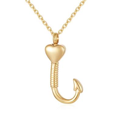Imagem de Colar de urna de anzol de pesca para cinzas de aço inoxidável para amantes de pesca, joia de cremação, pingente de lembrança unissex, Aço inoxidável, Não sei