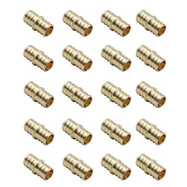 Imagem de Acessórios PEX de 3/4 polegadas, pacote com 20 acessórios de acoplamento de tubo de 3/4 polegadas MISPIRE - Conexões de acoplador de latão sem chumbo para conector de encanamento de tubo PEX, sem