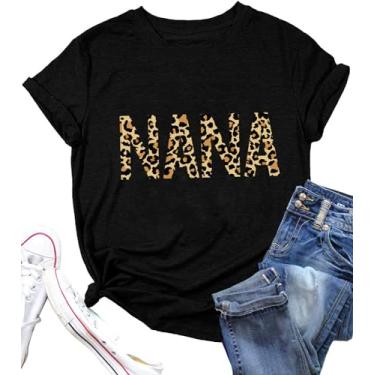 Imagem de Camiseta feminina Nana com estampa de coração fofo Gigi Life Letter Print Grandma Shirt Casual Gigi Gift Top, Preto, GG