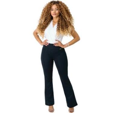 Imagem de Calça Flare Ponto Roma Feminina Cintura Média Plus Size-Feminino