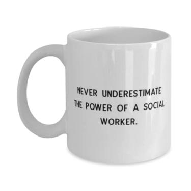 Imagem de Presentes motivacionais de assistente social, nunca subestime o poder de um assistente social, caneca especial de 325 ml para homens e mulheres de amigos