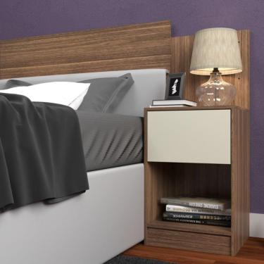Imagem de Cabeceira de Solteiro Altesa 1 Gavetas 1 Nichos Castanho/Off