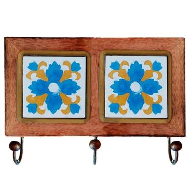 Imagem de Cabideiro De Parede Rustico Ladrilho Hidraulico Para Roupas Bolsas Chaves I1