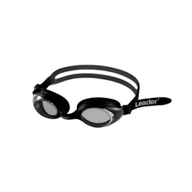 Imagem de Leader Glasses- Óculos para Natação Champion Preto – Silicone Confortável, Vedação Eficiente, Proteção UV, Alça Ajustável para Treinos Aquáticos
