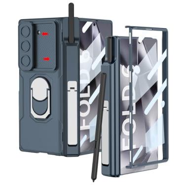 Imagem de DOOTOO Capa para Samsung Galaxy Z Fold 6 com suporte de anel embutido Z Fold6 S suporte para caneta à prova de choque com suporte, capa deslizante para câmera e protetor de tela com tudo incluído
