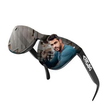 Imagem de ROCKNIGHT Óculos de sol masculino Driving HD com proteção UV polarizada, antirreflexo, sem aro, armação preta, noivo