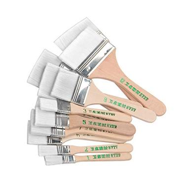 Imagem de 12 Pçs/Set Plano Nylon Cabelo Porta-Cas de Madeira Pincel de Pintura A Óleo Escova de Churrasco Pincéis de Pintura Materiais de Arte