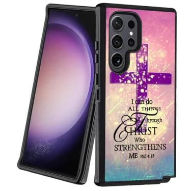 Imagem de BXIKEOPIU Capa para Galaxy S24 Ultra, resistente, 3 camadas, à prova de choque, à prova de poeira/queda, capa protetora robusta para Samsung Galaxy S24 Ultra 5G (2024), versículo bíblico com citação