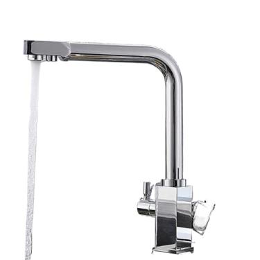 Imagem de Torneiras de cozinha cromadas com filtro, torneira de latão montada no deck, misturador de água para purificação, torneira de água potável pura, guindaste preto, cromado