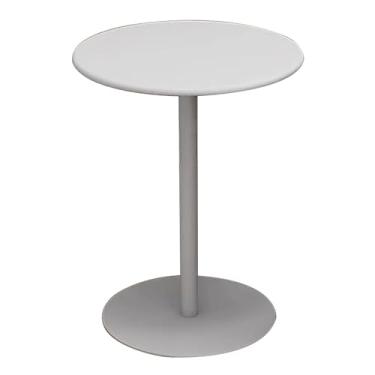 Imagem de Mesa de bar alta mesa de bistrô redonda mesa de jantar de café branca com base de metal, mesa lateral pequena para sala de estar, quarto, varanda, mesa alta de bistrô