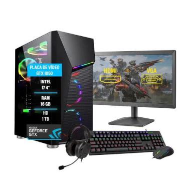 Imagem de Pc Gamer Completo I7 16Gb GTX 1050 2GB SSD 240GB Monitor19 - AMORIM TE
