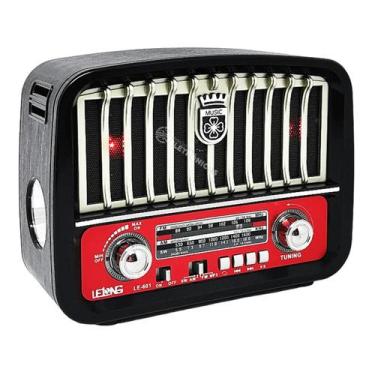 Imagem de Rádio Retrô Antigo FM/AM Lanterna 110/220V Pilha Bateria - Lehmox