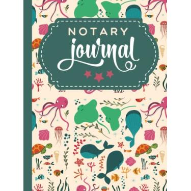 Imagem de Hardcover Notary Journal: 8.5x11 Large Notarial Logbook/With 200 Numbered Pages - Two Record Logs Per Page / 400 Records/Ledger Book Gift For ... Octopus Whale Turtle - Ocean Animal Pattern