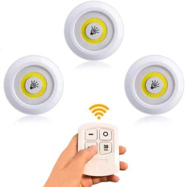 Imagem de Luminária Led Spot Sem Fio Kit Trio Controle Remoto Branco - RELET