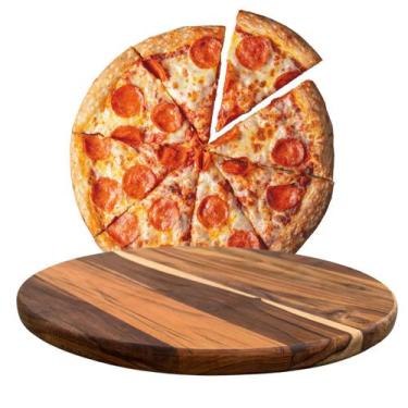 Imagem de Tábua 40Cm De Madeira Teca Para Cortar E Servir Pizza - Brasa Store