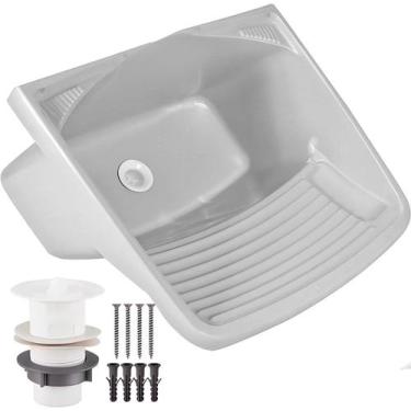 Imagem de Tanque Plástico Lavar Roupas C/ Sifão E Valvula Lavanderia 24L Veronna