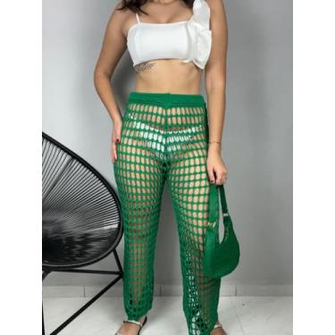Imagem de Calça Pantalona Saida de Praia em Tricot Verão Premium Furinho Candy C