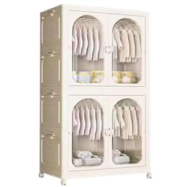 Imagem de Caixas de armazenamento com tampas, caixa de armazenamento dobrável doméstica, grandes caixas de armazenamento empilháveis ​​com portas magnéticas transparentes