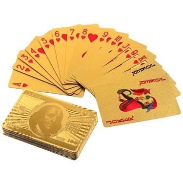 Imagem de Baralho dourado carteado poker truco varios jogos de mesa - ZEM