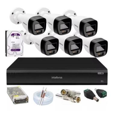 Imagem de Kit 6 Cameras de Segurança Intelbras Full Color 1220b Dvr Imhdx 3008 I