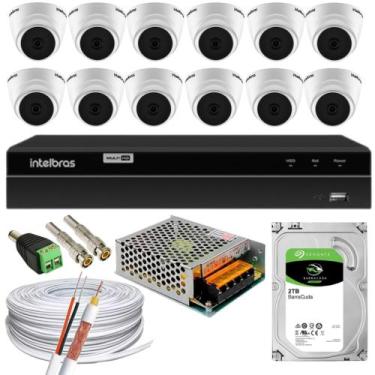 Imagem de Kit 12 Câmera 1220D Mic com Audio Dvr 1216 Intelbras 2tb