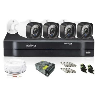 Imagem de Kit Cftv 4 Câmera Segurança Multi Hd 720p 1mp Dvr Intelbras Mhdx Full 