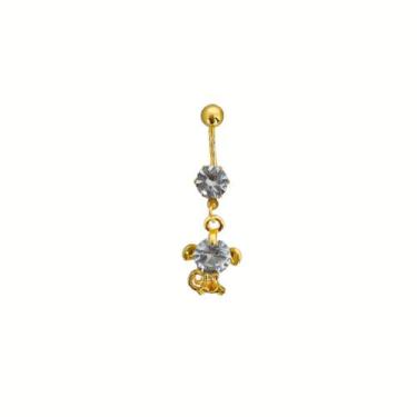 Imagem de Piercing De Umbigo Dourado Com Pedras Zirconia Titanio Com Garantia - 