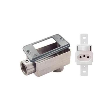 Imagem de Kit Condulete LB Wetzel Tampa 1 Interruptor + Tomada Simples