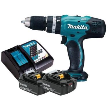 Imagem de Furadeira Parafusadeira de Impacto 2 Baterias 18v 5ah Dhp453 Makita C/