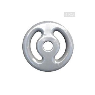 Imagem de Anilha 4kg Emborrachada PVC Furo Standard - Rythmoon, Prata