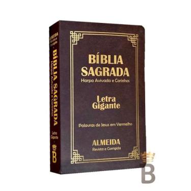 Imagem de Biblia Sagrada Letra Gigante Luxo Popular - Marrom - Com Harpa - RC