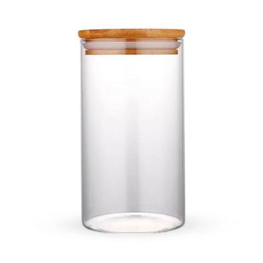 Imagem de Pote Hermético Tampa de Bambu Para Alimentos Condimentos Temperos Cilí