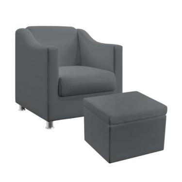 Imagem de Poltrona Estofada Alya Com Puff Quasar Sued Cinza Aradecor
