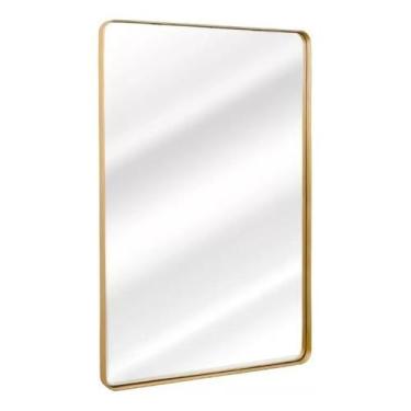 Imagem de Espelho retangular 70x50cm moldura alumínio dourado - Woodglass