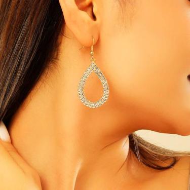 Imagem de Brinco Feminino acessório mulher Gota Strass Delicado Festa - anjo da 