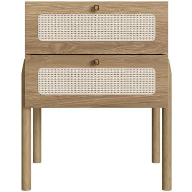 Imagem de Mesa De Cabeceira 02 Gavetas Com Telinha Pés Madeira Moss A03 Hanover Roble