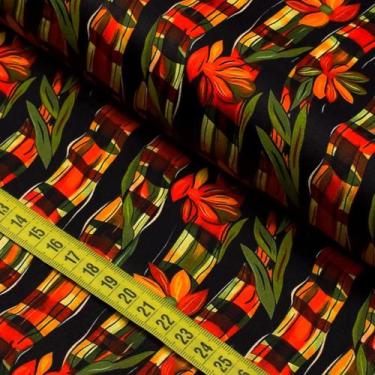 Imagem de Tecido Estampado para Patchwork - Splendor : Faixas com Flores (0,50x1