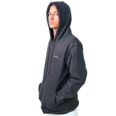 Imagem de Blusa Moletom Canguru com Capuz 100% Algodão - Arraia Maori, P, Preto