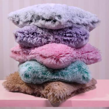 Imagem de Almofada Afetto Pelinho 40x40cm  Cor Cinza/Branco Bene Casa