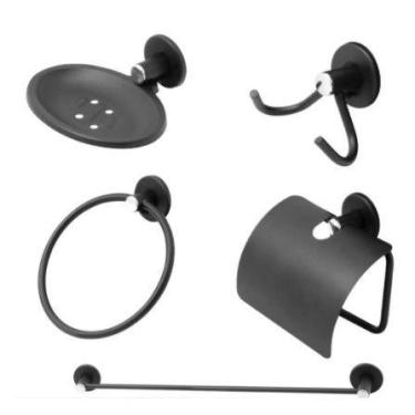 Imagem de Kit Stander Fashion Color 5 Peças Preto - CRISTAL METAIS