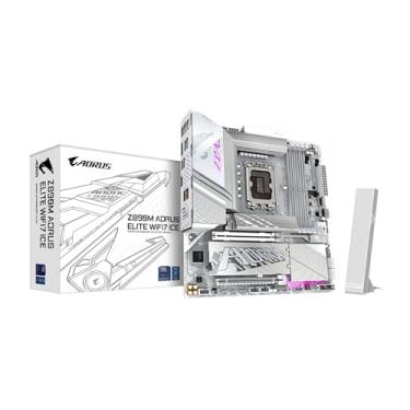 Imagem de GIGABYTE Z890M AORUS ELITE WIFI7 ICE - Placa-Mãe Micro ATX Intel Z890 LGA1851 (Core Ultra Arrow Lake) DDR5 5.6E+3 MHz 10 USB Ports 1 HDMI 1 Ethernet 1 PCIe 1 SATA 4 Memórias