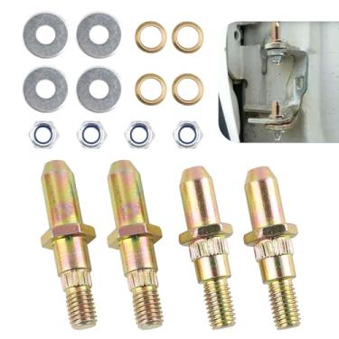 Imagem de gunroil Pacote com 4 kits de pinos de dobradiça de porta de carro, acessórios de conector de porta de veículo, design de metal durável à prova d'água, conjunto de reparo de bucha automotiva,