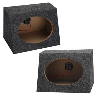 Imagem de BBTO Caixa de alto-falante de áudio de carro estilo angular 2 peças de 15 x 23 cm Caixa de alto-falante de caminhão resistente para veículos domésticos, subwoofer, suprimentos de som